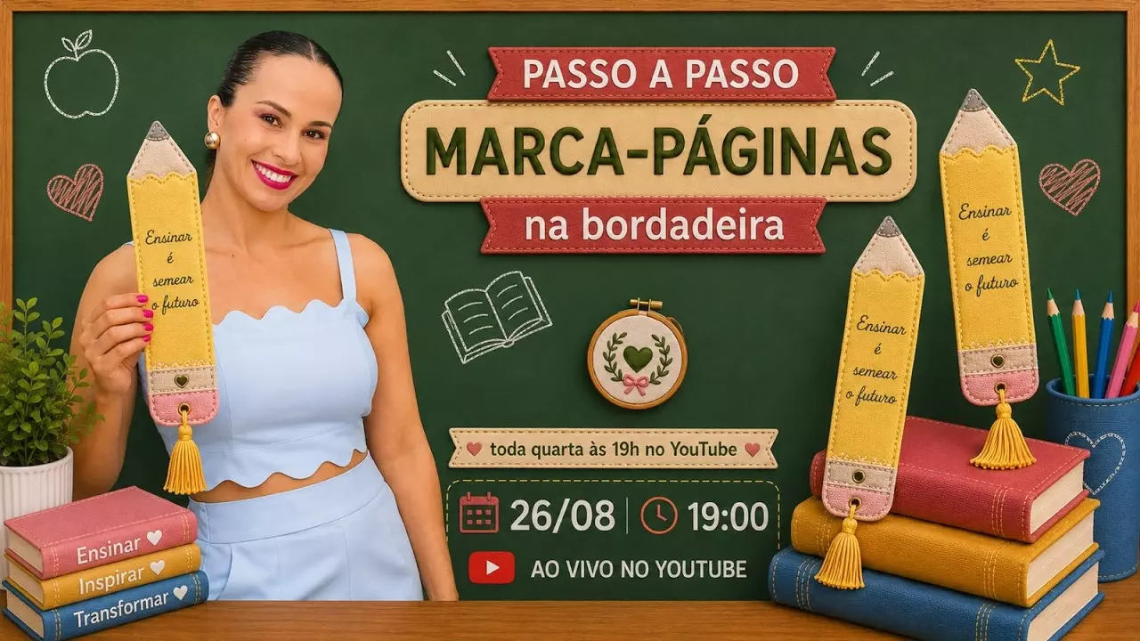 Marca-páginas na bordadeira